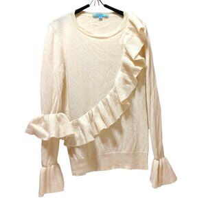 Antonio Melani Cashmere Sweater‎ Womens L Ruffle Bell Sleeve Romantic Feminine